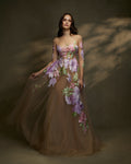 Tulle with  Floral embroidery - 1