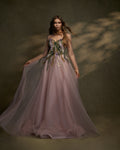 Tulle organza Floral with little beads - 1
